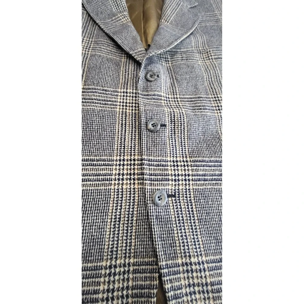 Vintage 60s USA‎ Brenner 100% Cashmere GLEN PLAID BLAZER JACKET 40R 41